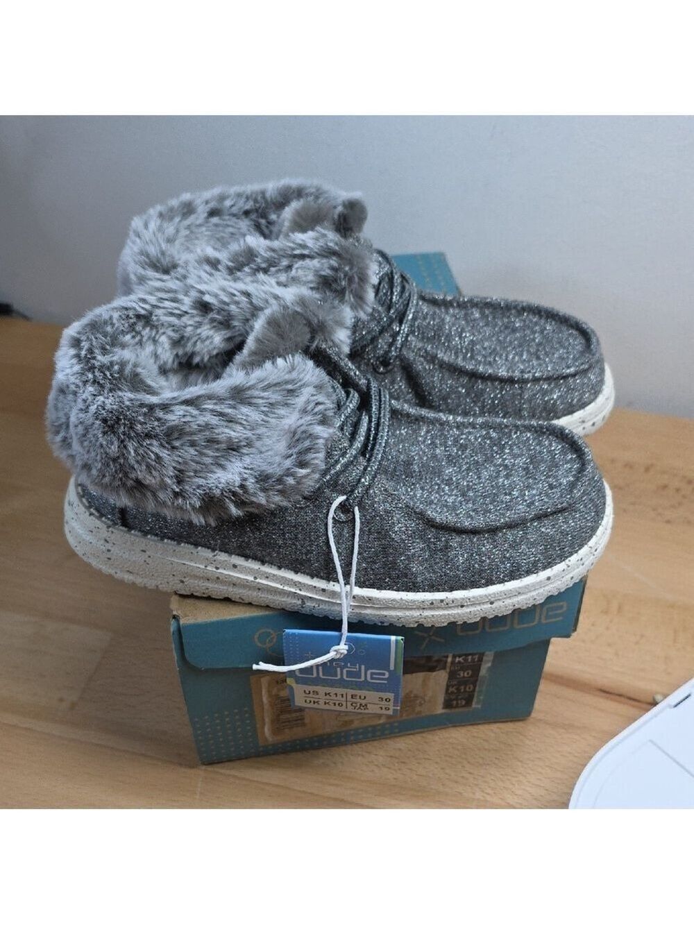 Gray Faux Fur Lined Boots Kids 11